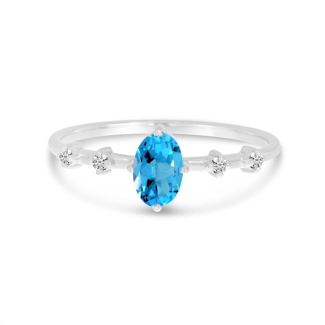 Blue Topaz & White Ring