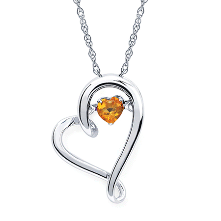 Shimmering Gem Stone Heart Necklace