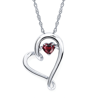 Shimmering Gem Stone Heart Necklace