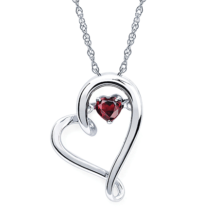 Shimmering Gem Stone Heart Necklace