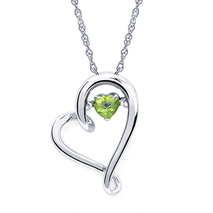 Shimmering Gem Stone Heart Necklace