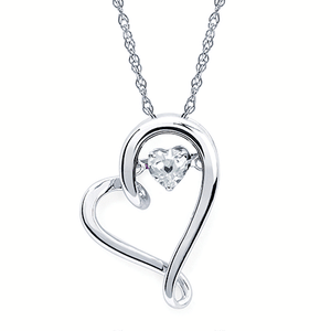 Shimmering Gem Stone Heart Necklace