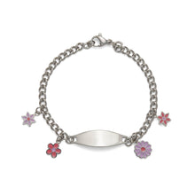 Load image into Gallery viewer, Little Girl&#39;s Flower Charmed ID Bracelet