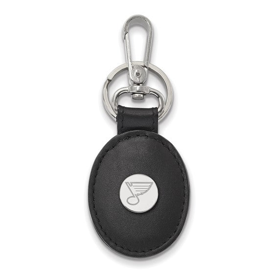 St. Louis Blues Black Leather Oval Key Chain