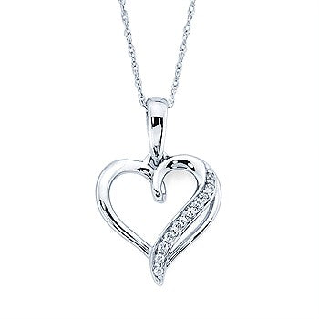 Silver Heart & Diamond Pendant