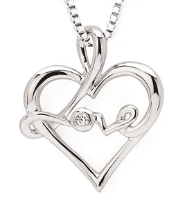 Love in Heart Sterling Silver & Diamond Necklace
