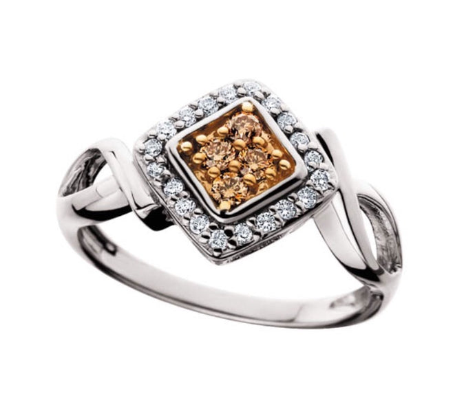 Champagne & White Diamond Fashion Ring