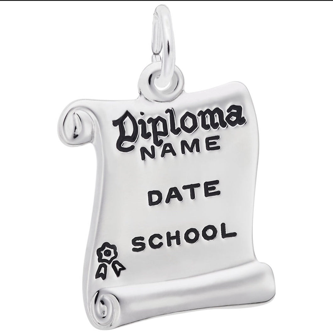 Sterling Silver School Diploma Charm