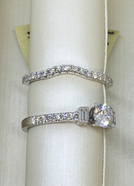 Unique 14k White Gold Engagement Set
