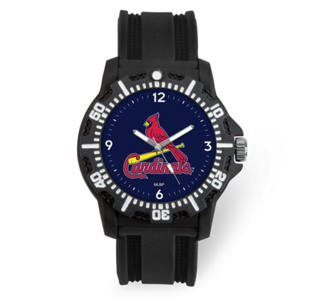 St. Louis Cardinals Men’s Black Silicone Watch