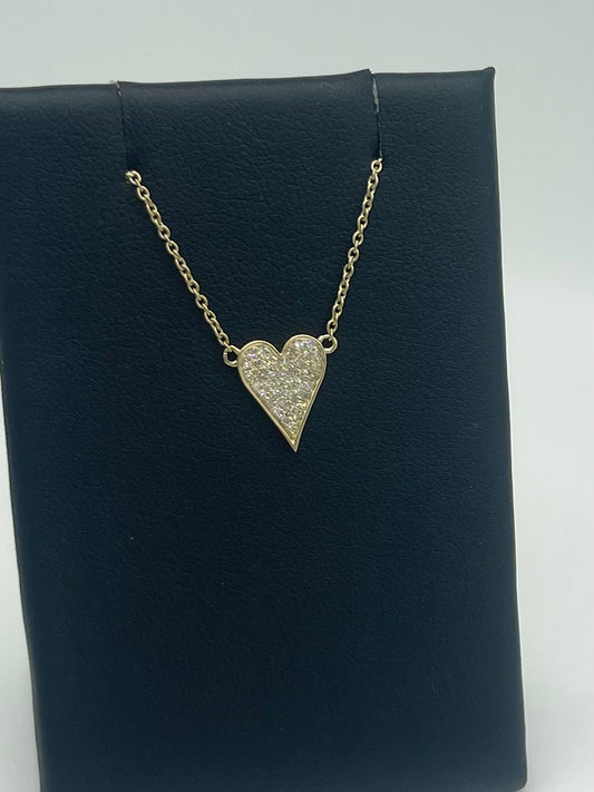 Flat Diamond Heart Necklace