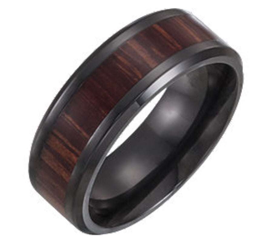 Men’s Titanium Ash Wood Inlay Wedding Band