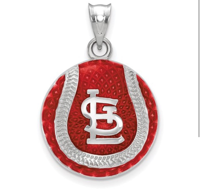 St. Louis Cardinals Sterling Silver Red Enamel Pendant