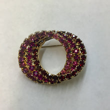Load image into Gallery viewer, Pink and Red Circle Rhinestone Brooch