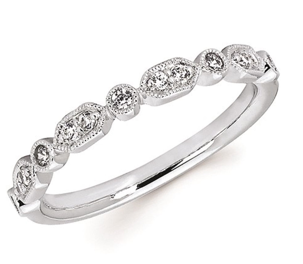 14k White Gold Diamond Band