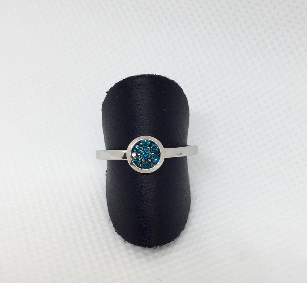 Blue Diamond Cluster Ring