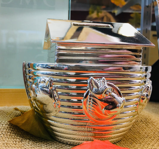 Silver Plated Noah’s Arc Baby Bank