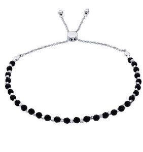 Sterling Silver & Onyx Bead Adjustable Bracelet