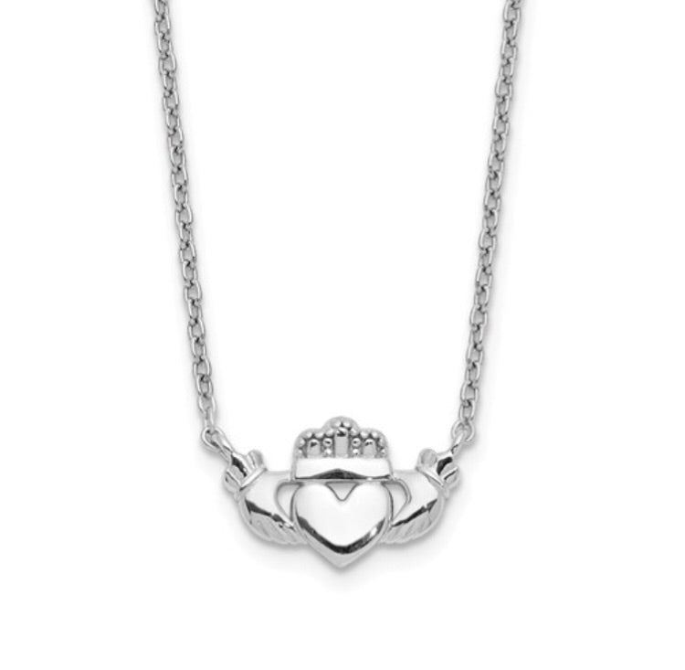 14k White Gold Claddagh Necklace