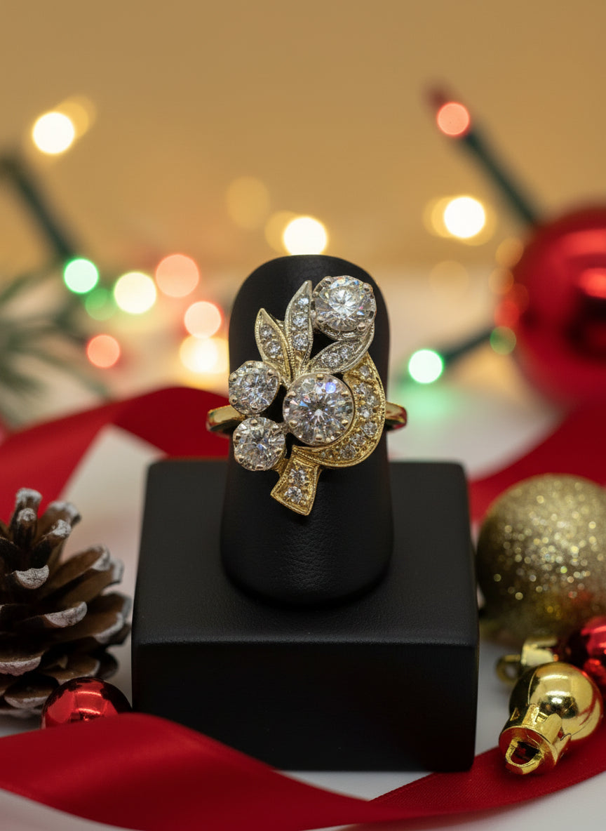 Vivacious Floral Vintage Diamond Ring