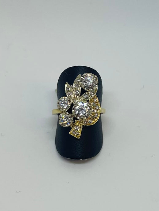 Vivacious Floral Vintage Diamond Ring