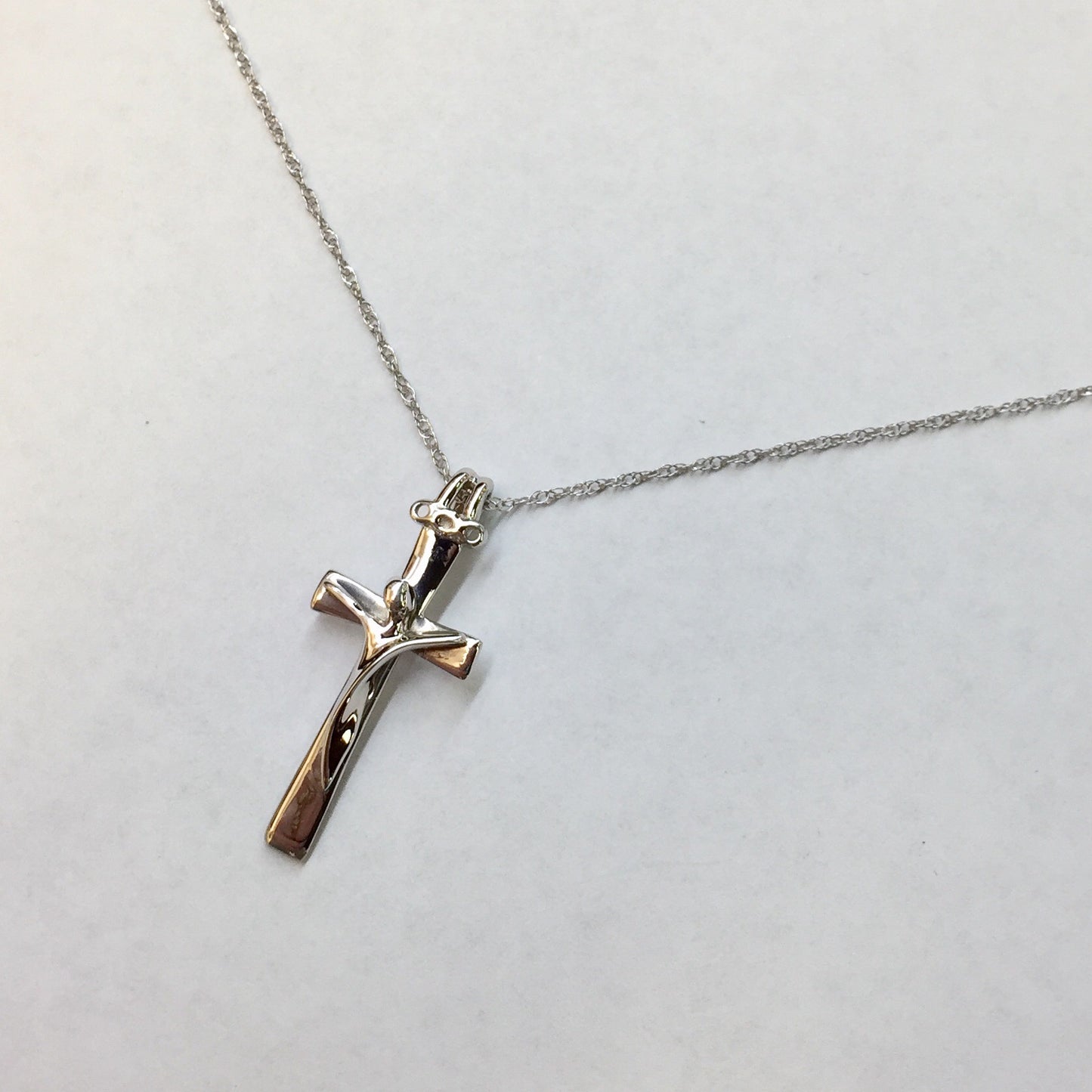 White Gold Crucifix Necklace