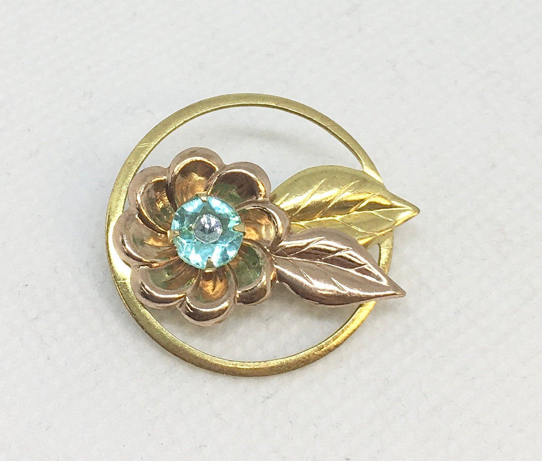Gold Plated Two Tone Flower Pin