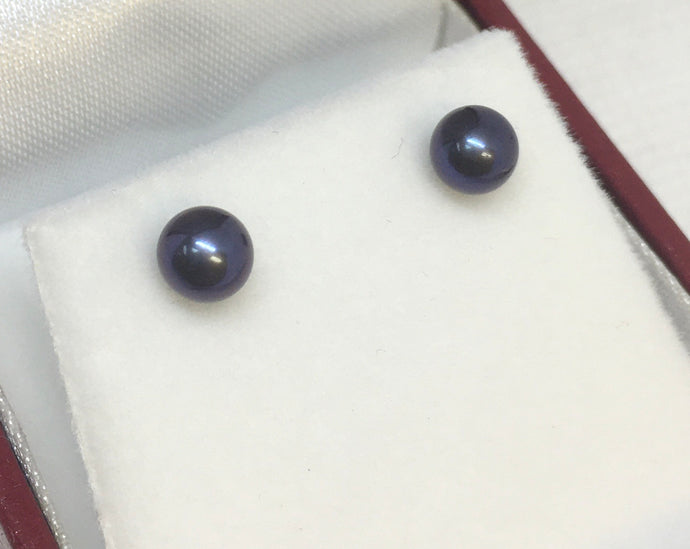 Dark Purple Pearl Post Earrings