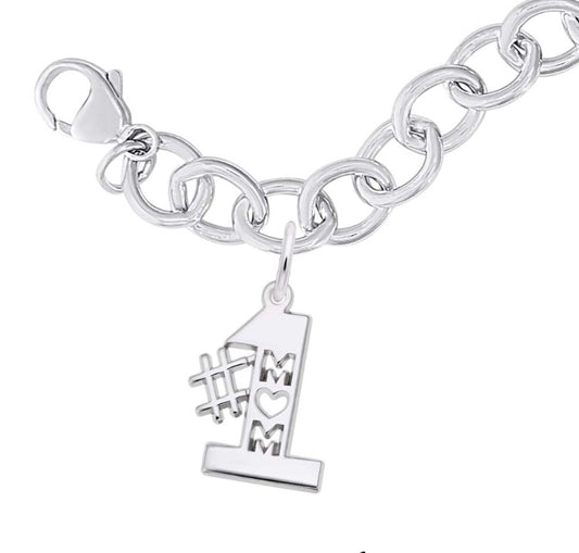 #1 Mom Charm & Bracelet Set