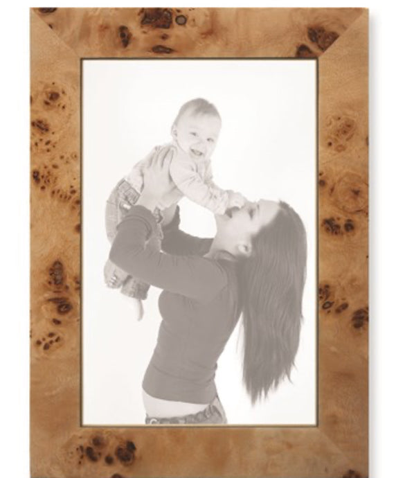 Tan Burl Wood Photo Frame