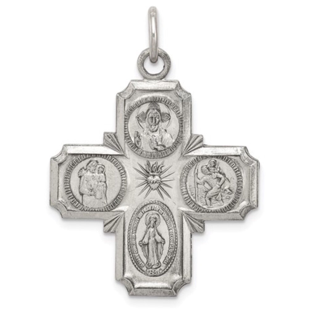 Sterling Silver Antiqued 4-way Medal