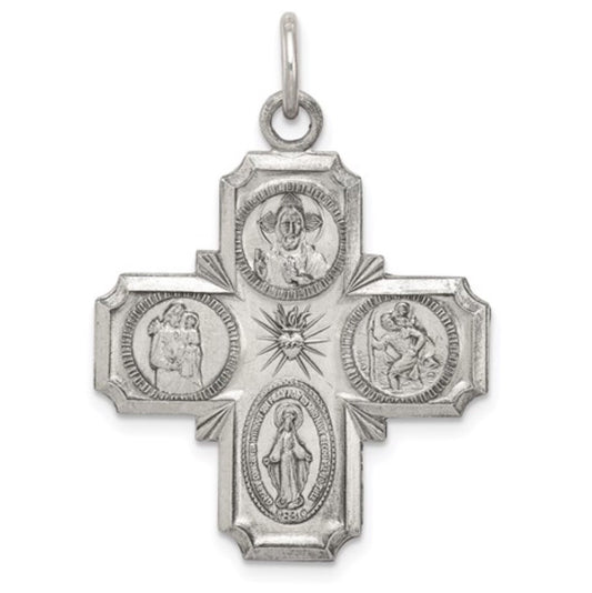 Sterling Silver Antiqued 4-way Medal