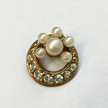 Load image into Gallery viewer, Faux Pearl and Rhinestone Brooch