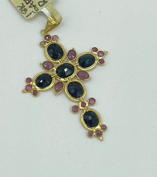 18K Gemstone Cross