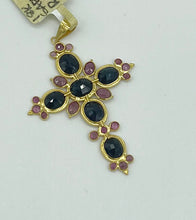 Load image into Gallery viewer, 18K Gemstone Cross