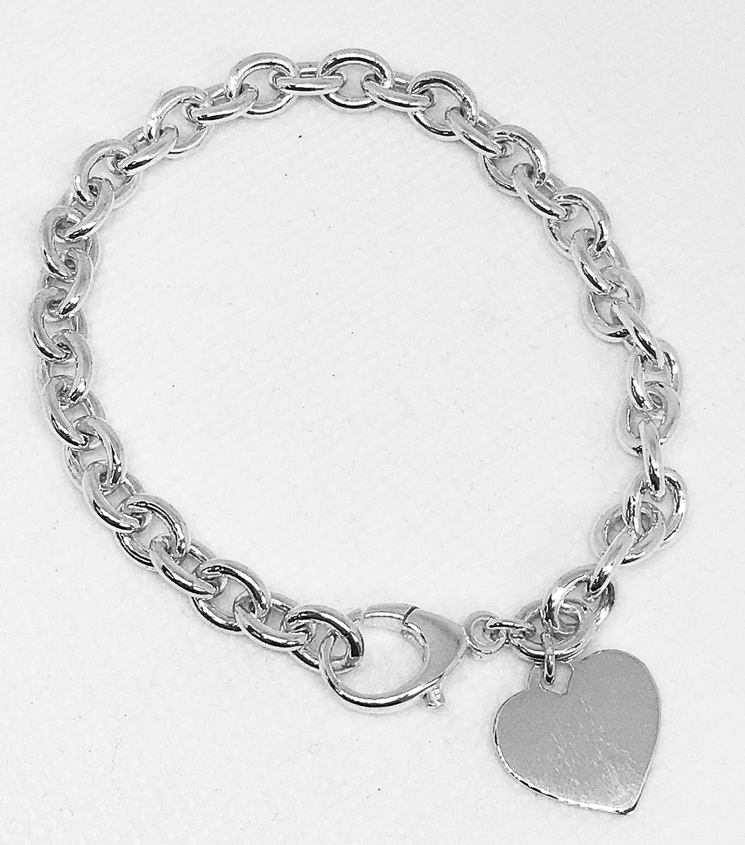 Sterling Silver Charm Bracelet with Heart Charm