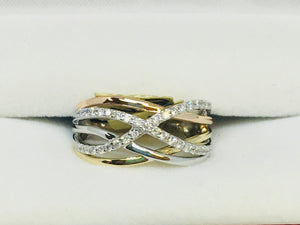 Triple Toned Diamond Fashion Ring