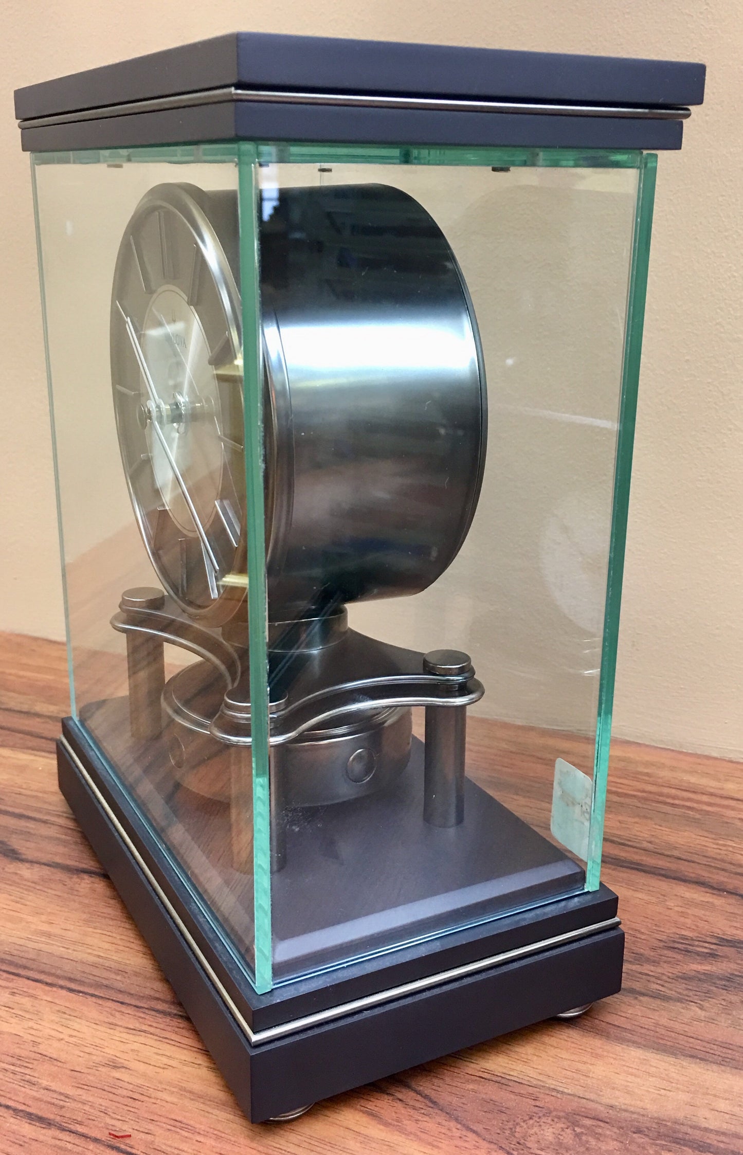 Glass & Wood Bulova Anniversary Clock