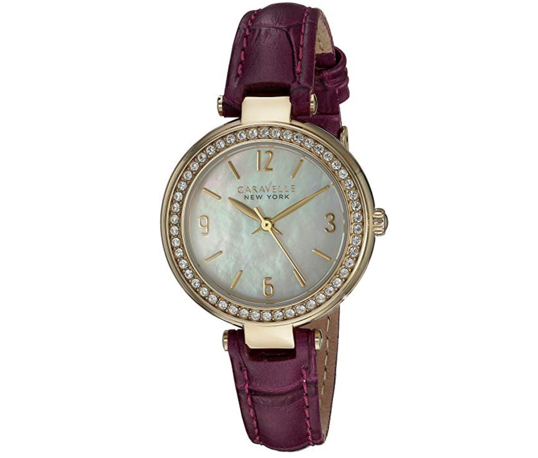 Women’s Purple Leather Mother of Pearl Dial Caravelle Watch