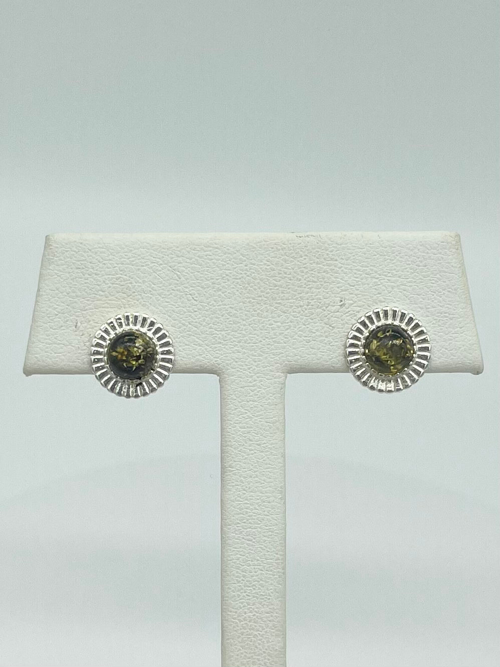 Green Amber Earrings