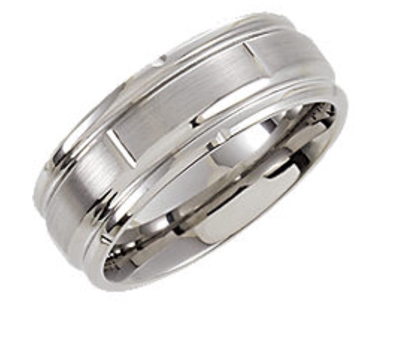 Men’s Bright Cut Design Tungsten Wedding Band