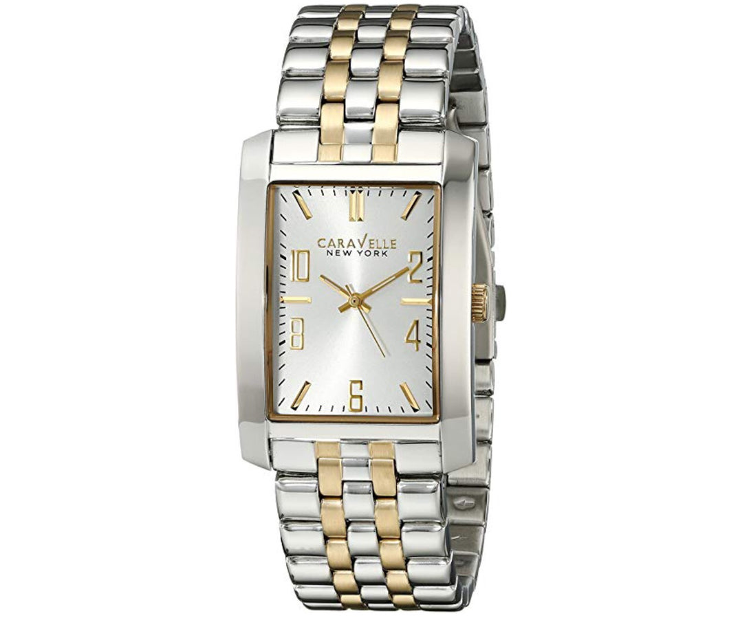 Men’s Two-Tone White Dial Caravelle Watch