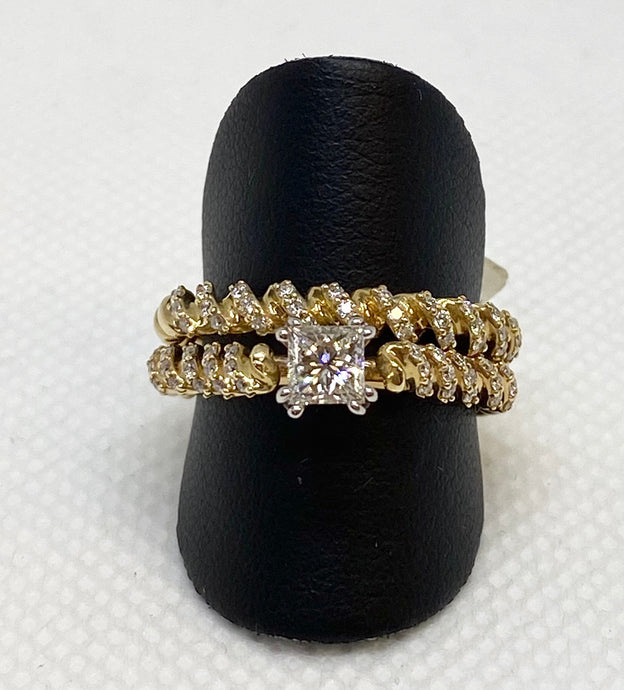 Princess Cut 14K Yellow Gold Engagement | Wedding Ring Set