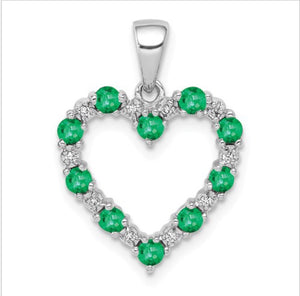 Diamond & Emerald Heart Pendant