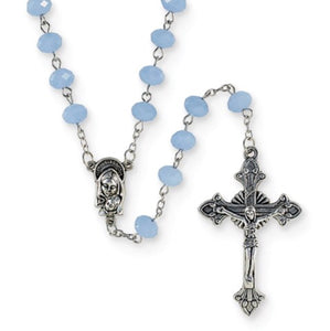 Creed Italian Light Blue Opaque Glass Bead Rosary