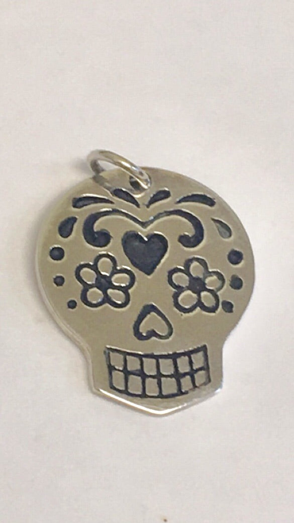 Sterling Silver Sugar Skull Charm