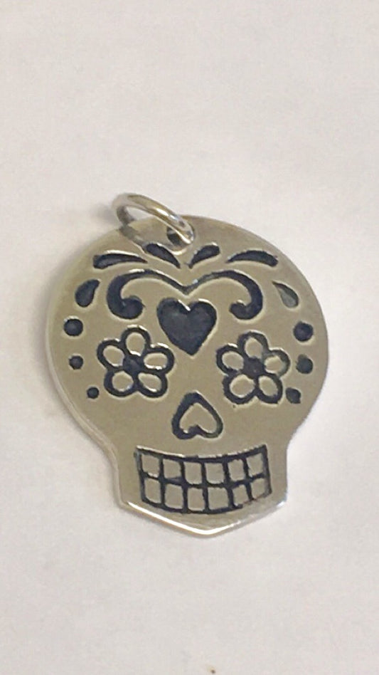 Sterling Silver Sugar Skull Charm
