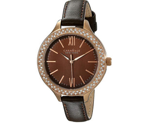 Women’s Brown Leather Chocolate Dial Caravelle Watch