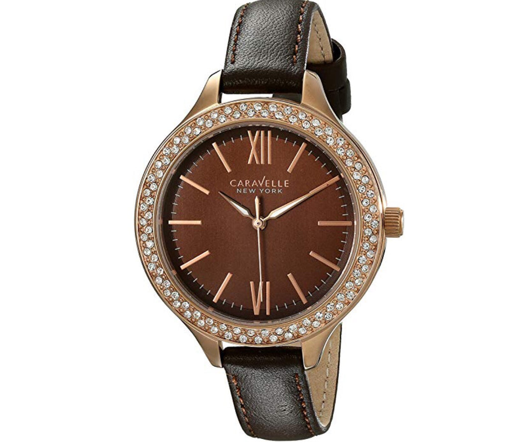 Women’s Brown Leather Chocolate Dial Caravelle Watch