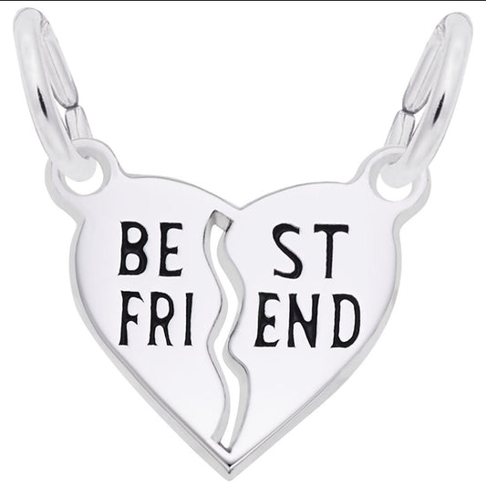 Best Friend Shared Heart Charm